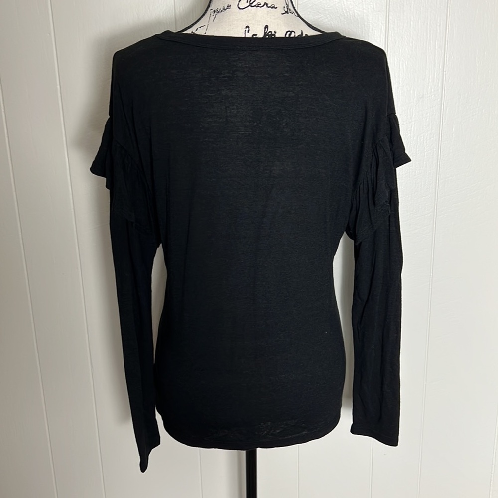 Black Ruffle Sleeve Top - Picture 4 of 5